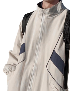 2025 chaqueta de lona transpirable suelta para hombre última moda estilo Campus patrón personalizable Logo cremallera chaqueta cortavientos - Product Image 6