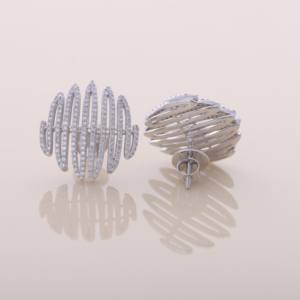 Boucles d'oreilles en diamant de laboratoire, argent sterling 925 massif, diamant rond pavé, bijoux statement - Product Image 4