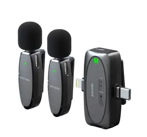 Porodo ไมโครโฟนคู่ไมโครโฟนลาวาเลียไมโครโฟนฟ้าผ่า TYP C AUX ไมโครโฟนไร้สายวัสดุสไตล์โลหะ - Product Image 1