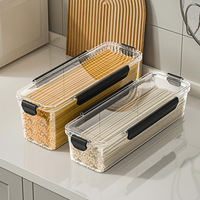 Boîte de conservation alimentaire hermétique en PET pour spaghetti, 2,6 L, 6 L, conteneur à pâtes long et étroit, empilable, organisateur de cuisine