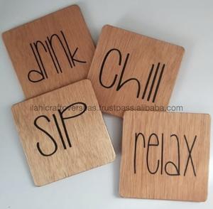 Posavasos redondos ecológicos naturales de madera con grabado de alta calidad - Product Image 4