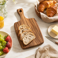 Planche à découper en bois d'acacia massif, faite à la main avec poignée, pour la préparation et la découpe de viande et de légumes en cuisine