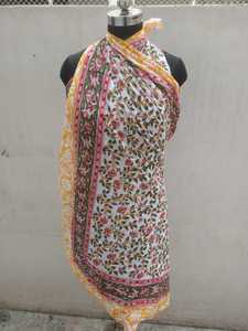 Venta al por mayor de algodón para mujer, ropa de playa, pareo con estampado de bloques a mano - Product Image 5