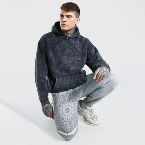 Fabricantes de ropa Sudaderas de lavado ácido personalizadas Sudadera con capucha desgastada Oversized Boxy Fit Cropped Street Wear Sudaderas con capucha para hombres - Product Image 6