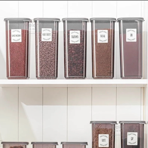 12-piece Square Spice Storage <b>Container</b> Set with Silicone Lid 650ml 1.3L 1.9L Airtight BPA-Free Plastic Modern Kitchen - Product Image 3