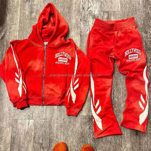 Sweat à capuche personnalisé en coton épais à épaules tombantes Survêtement évasé court à ourlet brut avec bord coupé Sweat à capuche en mousse à impression bouffante 3d pour hommes - Product Image 3