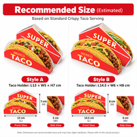 Support à tacos en papier personnalisé avec logo, plateau bateau, résistant à la graisse, biodégradable, jetable, emballage alimentaire rapide, vente au détail et en gros