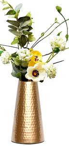 Handmade Modern Gold Flower <b>Vase</b> Antiqued Iron Metal Design Stylish Steel Tabletop Decoration for Weddings Home <b>Vintage</b> Look - Product Image 3