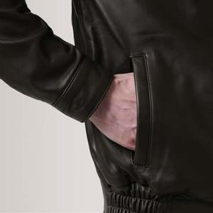 Blouson aviateur en cuir d'agneau véritable Alfred Brown, vintage, réversible, zippé, brodé, taille XS, imperméable, PU - Product Image 6