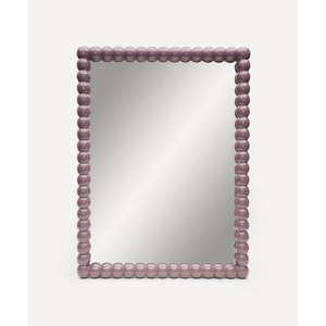 Espejo de Pared con Marco de Bobina, Lacado, con Cuentas Blancas, Acabado Brillante, Diseño Fresco, Ideal para Tocador de Baño y Estilo Moderno - Product Image 3