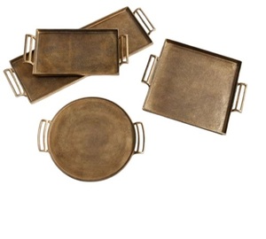 Plateau de service en métal fini double ton pour plats de service décoratifs assiette solide à motifs - Product Image 5