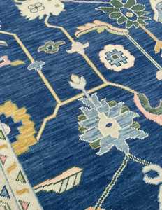 Oshak พรมปูพื้น9x12ทันสมัยมีลวดลายเป็นนามธรรมสีฟ้าอ่อนงาช้างสีเขียวอ่อนพรมตุรกีขนสัตว์ขนาดใหญ่8x10สำหรับห้องนอน - Product Image 3