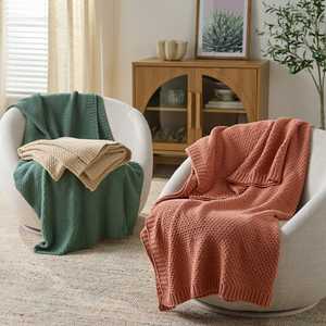 Chenille <b>Knit</b> Eco-Friendly Breathable Brushed Super Soft Oversized <b>Throw</b> Blanket Terracotta Clay Decorative Bedding - Product Image 4