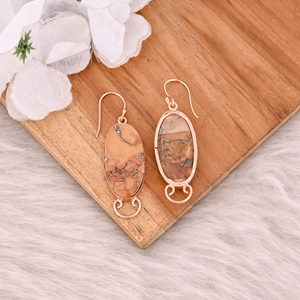 ต่างหูทองเหลืองชุบทองคำขาวสไตล์คลาสสิกทำมือ ประดับด้วยพลอยมาลินกา แจสเปอร์ ต่างหูแบบห้อย ขายส่งจากผู้ผลิต - Product Image 4