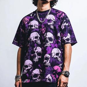 เสื้อยืดลายกราฟิกพิมพ์ลายหัวกะโหลกแบบยูนิเซ็กซ์ สไตล์ลำลองสำหรับฤดูร้อน ผ้าคอตตอนผสม ทรงปกติ - Product Image 5