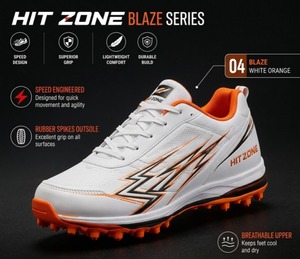 รองเท้ากีฬาคริกเก็ต HIT ZONE รุ่น Advanced แบบมีปุ่มยาง น้ำหนักเบา สวมใส่สบาย เย็บสองชั้น เหมาะสำหรับการฝึกซ้อมและการแข่งขันทุกประเภท - Product Image 1