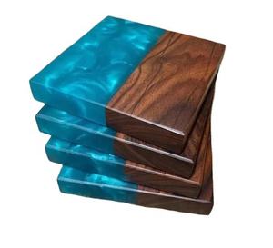 Unique Combination Blue Resin Fresh Wooden Tea Cup Mats Pads At Wholesale Price High Standard Tableware Dinnerware <b>Drink</b> <b>Coaster</b> - Product Image 1