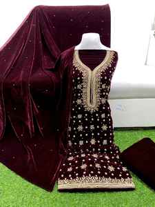 Premium Quality Handmade Nakshi Dabka Work <b>Velvet</b> Lehenga Choli Pakistani <b>Women's</b> Wedding <b>Dress</b> - Product Image 2