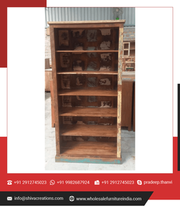 Rustic Vintage Reclaimed Wood Bookcase Furniture Wooden Open Bookrack for Living Room Bedroom <b>Kitchen</b> Outdoor Home Office - Product Image 3