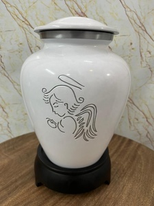 Urna de cremación de Metal blanco Ángel hecha a mano de la mejor calidad, precio al por mayor para cenizas humanas, suministros funerarios - Product Image 5
