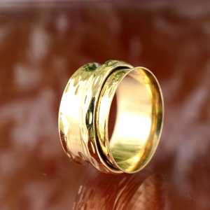 New Arrival Trendy Brass <b>Ring</b> Boho Hammered <b>Rings</b> For Women 18k Gold Plated Minimalist Textured Band <b>Ring</b> For Wholesale/OEM/ODM - Product Image 3