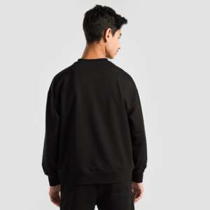 100% Cotton Limitless <b>Fleece</b> Sweatshirt (<b>Black</b>) XL Size 3D Embroidered Acid Washed Screen Printed with Solid Pattern - Product Image 3