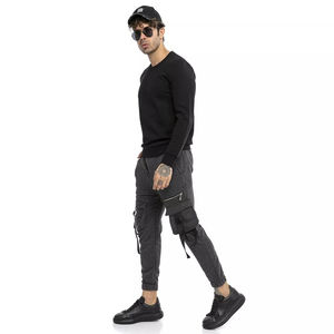 Pantalones informales de cintura media para hombre al mejor precio Lona de calidad superior de alto impacto Lavado oscuro Excelente fabricación de etiquetas privadas - Product Image 4