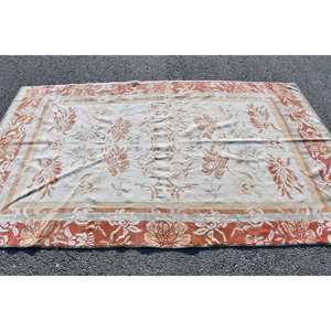Classique Blanc Orange Vintage Tapis Turc 5.1X8.5 pieds À La Main Patchwork Conception Laine Matériel Latex Support pour Vivre Tabriz - Product Image 3