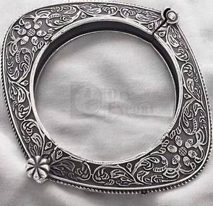 Pure Brass Party Wear <b>Silver</b> Look <b>Bangle</b> Free Size Openable Oxidized <b>Bracelet</b> Adjustable Handmade Bulk Product - Product Image 3
