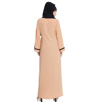 Abaya Femme Légère Style Turc en Polyester, Col en V, Manches Longues, Longueur Cheville, Infroissable et Respirante – Meilleure Vente