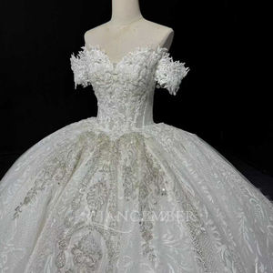 Robe de mariée de luxe Jancember MN308 en dentelle, épaules dénudées, avec plumes, style robe de bal, pour <span class=keywords><strong>mariage</strong></span> romantique à l'église - Product Image 6