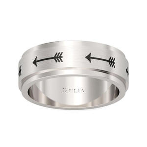 Bague de fiançailles tendance Jeulia en acier inoxydable plaqué or rose, anti-ternissement, avec flèche rotative pour homme - Product Image 1