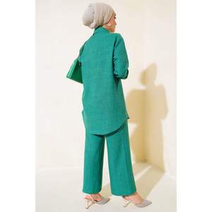 Tunique avec pierre frontale détaillée, ensemble 2 pièces, vert - Product Image 2