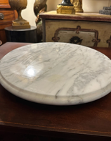Italienische Vintage Carrara Marmor Serviert ablett Holz Lazy Susan Plattenspieler für Esszimmer Arbeits platte rotierende Charc uterie Display Spice