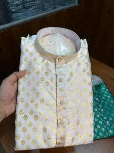 Indian Traditional Blue Silk Kurta <b>Shirt</b> for <b>Men</b> and Boys Handmade Cotton Top Tunic Dress for Weddings and <b>Parties</b> - Product Image 6