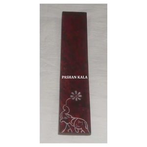 Porta Incienso de Piedra Jabonosa Hecho a Mano, Forma Rectangular Larga con Diseños de Tallado de Hojas Florales para Decoración de Oficina - Product Image 5