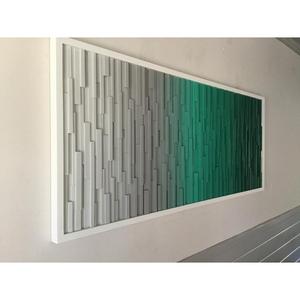 Emerald Green Gradient Wood Mosaic <b>Wall</b> <b>Decor</b> Accent-3x1.5 to 8x3.5 Sizes - Product Image 1