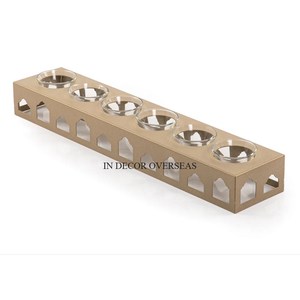 Bandeja de servicio de forma rectangular pulida Brillante De plata de acero inoxidable con mango de diseñador único chapado en oro a un precio impresionante - Product Image 6