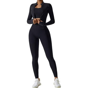 Ensemble de vêtements de sport pour femmes grande taille été 2 pièces uni écologique respirant coupe-vent antibactérien soutien-gorge de sport à maintien élevé - Product Image 1