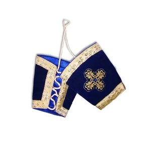 Regalia Lodge Craft Officers Regalia Cuffs Gauntlets Masonic Regalia Gauntlet Cuff con flecos plateados Puños bordados personalizados - Product Image 2