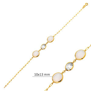 Quartz fumé blanc élégant et pierre CZ lunette en or 22 carats bijoux en argent bracelet en argent sterling 925 fait à la main en gros - Product Image 2