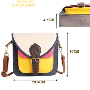 Chất lượng cao chính hãng Da chéo túi cơ thể cho phụ nữ với dây kéo lớp học đầu tiên bò da handmade da thật Ví - Product Image 2