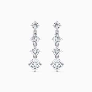Boucles d'oreilles pendantes en or 14 carats plaqué rhodium avec diamants de laboratoire 0,6 carat taille brillant certifiés IGI – Tendance, de luxe, pour soirée - Product Image 1