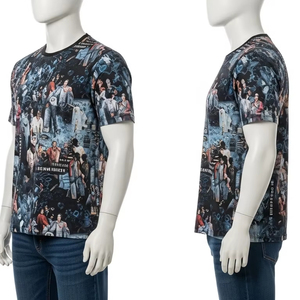 เสื้อทีเชิ๊ตพิมพ์ลายดิจิทัลคอกลมสำหรับผู้ชายไซส์พิเศษเสื้อยืดผ้าฝ้ายโพลีเอสเตอร์ผ้าคอตตอนผสมแขนสั้นลำลองเสื้อผ้ากีฬา - Product Image 5