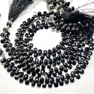 Cuentas de Briolette con forma de pera facetada de espinela negra, forma de almendra de piedras preciosas naturales, tienda de cuentas al por mayor - Product Image 5