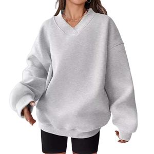 Blank Print Fleece Sweatshirt Oversize Acid Wash Safety Thick Sweatshirt Jumpers for Women - Product Image 1