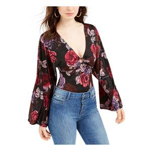 Body Floreale Nero X-Large da Donna For Guess, con Maniche Corte, Lunghezza al Ginocchio, Vestibilità Aderente, in Chiffon e Nylon Lavorato a Maglia - Product Image 1