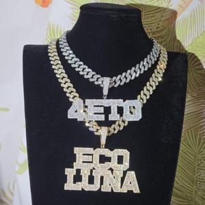 Top Trending Baguette VVS Moissanite Diamond Gold Plated 925 <b>Silver</b> Custom <b>Name</b> Pendant <b>Necklace</b> For Men At Low Price - Product Image 4