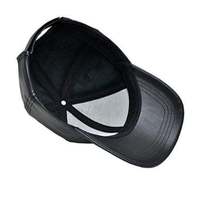 Casquettes de baseball classiques noires brillantes à 5 panneaux avec touche en cuir, ajustées, respirantes, imperméables, unisexes, pour le sport