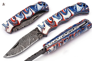 Couteau de poche pliant en acier damas personnalisé OEM pour le camping en plein air EDC et la survie tactique à la chasse - Product Image 2